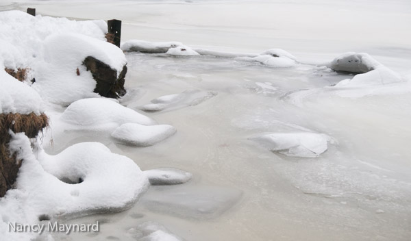 River ice along the shore