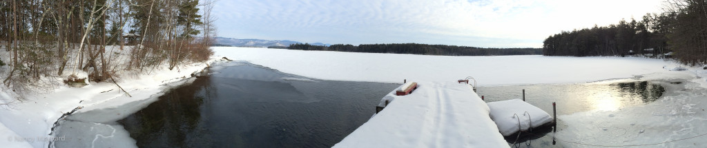 Panorama from the Bowden Camp dock. 