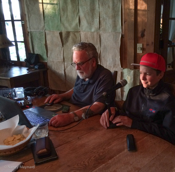 Gene and Wyatt broadcasting from the dining room.