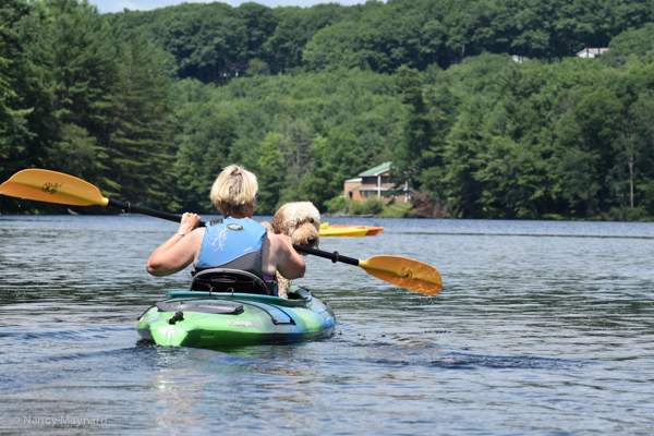 Gemma isn't sure she wants to be in the kayak with Mardrey Swenson --Connecticut River.